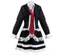 SOOYOOYOO Yasuhiro Taeko Cosplay Costume Abito Nero e Bianco con Pizzo Cravatta Rossa per Halloween Conventions Roleplay(Donna,XL)