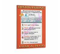 SOP Training Poster for Fast Casual Restaurant Dishroom Wall | Standardized workflow from pre scrape soak through final air drying rack storage(Framed,12x18inch(30x45cm))