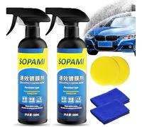 Sopami Spray per rivestimento per auto, Rimuovi la pellicola di olio per vetro per auto, Sopami Rivesti rapidamente spray per cera per auto (Spruzzo*2)