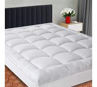 SOPAT Coprimaterasso extra spesso, per letto king size, in cotone 400 fili, traspirante, con tasca profonda da 20,3 a 56 cm, con imbottitura alternativa morbida (198 x 203 cm, bianco)