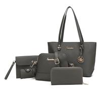 Soperwillton Set di 5 borse a tracolla da donna, con manico superiore, Grigio chiaro, Large