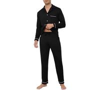 Sopesil Pigiama Invernale Uomo in Cotone Morbido Pigiama Termico a Maniche Lunghe con Bottoni Collo a V e Tasche Completo da Notte per Casa Dormire Taglie S-XXL