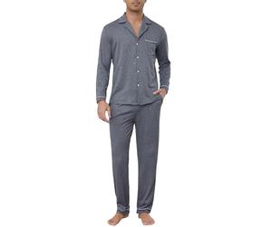 Sopesil Pigiama Invernale Uomo in Cotone Morbido Pigiama Termico a Maniche Lunghe con Bottoni Collo a V e Tasche Completo da Notte per Casa Dormire Taglie S-XXL