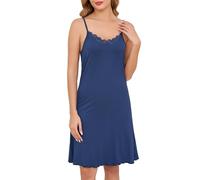 Sopesil Sottovestito Donna Sottana Sposa Sexy in Pizzo Scollo a V Spalline Regolabili Sottoveste Versatile per Look Casual Blu Navy XL