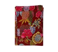 Sophia-Art Trapunta Reversibile a Due piazze/King Indian Fruit Pattern Gudri in Puro Cotone Trapunta in Stile Kantha Trapunta Floreale con Stampa Floreale (Maroon, Twin 60 * 90 Inches)