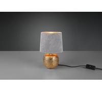 SOPHIA LAMPADA DA TAVOLO BASE CERAMICA ORO E PARALUME EFFETTO VELLUTO GRIGIO H. 26CM 1 LUCE ATTACCO E 14