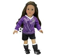 Sophia's - 18 "Doll - Outfit da calcio, palla, calzini, tacchette e guarbye shin - viola/nero