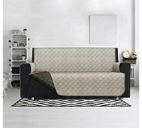 SOPHIE Copridivano Trapuntato/Antimachia/Impermeabile/Double Face - Modello Lello (Beige/Fango, Divano 4 Posti 340x180 Cm-Braccioli compresi)