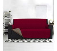 SOPHIE Copridivano Trapuntato/Antimachia/Impermeabile/Double Face - Modello Lello (Rosso/Tortora, Divano 3 Posti 279x180 Cm-Braccioli compresi)