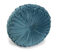 SOPHIE Cuscino Rotondo in Velluto per Divano Letto, Disponibile in più Colori, Cuscino Arredo Decorativo Zucca Tondo Tinta Unita (Petrolio)