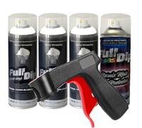 Sophisticauto 3+1 BIANCO OPACO: Confezione da 3 Full Dip Spray Bianco Opaco + 1 Vernice Trasparente Spray Opaca Resistente + 1 impugnatura per spray CANGUN