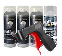 Sophisticauto 3+1 GRIGIO NARDO LUCIDO: Confezione da 3 Full Dip Spray Nardo Opaco + 1 Vernice Spray Lucida Resistente + 1 impugnatura per spray CANGUN
