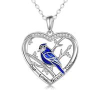 Sopodbacker Collana con ciondolo a forma di uccellino blu, da uomo e da donna