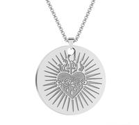 Sopodbacker Collana Uomo Donna Gioielli Ciondolo Pendente Necklace Collana Sacro Cuore Pendente Regalo Uomo Punk Argento
