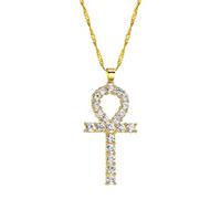 Sopodbacker Collana Uomo Donna Gioielli Ciondolo Pendente Necklace Collane Completamente Fuori Croce Pendente Collana Catena Gioielli Oro-Colore