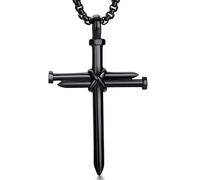 Sopodbacker Collana Uomo Donna Gioielli Ciondolo Pendente Necklace Gesù Cristo Ciondolo Collane Hip-Hop Nail Croce Uomini Gioielli Festa di Nozze Nero