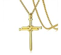 Sopodbacker Collana Uomo Donna Gioielli Ciondolo Pendente Necklace Gesù Cristo Ciondolo Collane Hip-Hop Chiodo Croce Uomini Gioielli Festa di Nozze Oro