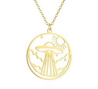 Sopodbacker Collana Uomo Donna Gioielli Ciondolo Pendente Necklace Hollow Ufo Sun Collana Gioielli Retrò Cosmic Galaxy Sun Ciondolo Uomini E Donne 金色