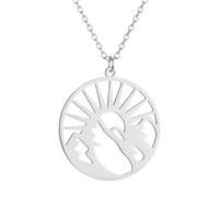 Sopodbacker Collana Uomo Donna Gioielli Ciondolo Pendente Necklace Mountain View Sunshine Travel Globe Traveler Ciondolo Collana Video Uomini E Donne 钢色