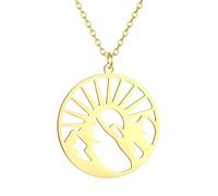 Sopodbacker Collana Uomo Donna Gioielli Ciondolo Pendente Necklace Mountain View Sunshine Travel Globe Traveler Ciondolo Collana Video Uomini E Donne 金色