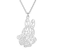 Sopodbacker Collana Uomo Donna Gioielli Ciondolo Pendente Necklace Origami Coniglio E Orso Collana Regalo Per Gli Uomini E Le Donne Retro Partito Geometrico 钢色