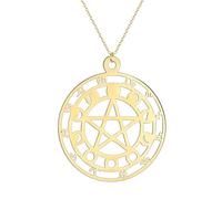 Sopodbacker Collana Uomo Donna Gioielli Ciondolo Pendente Necklace Pentagramma Modello Circolare Collana Punk Uomini E Donne Gioielli 金色