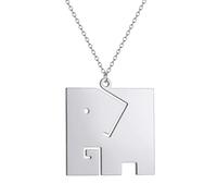 Sopodbacker Collana Uomo Donna Gioielli Ciondolo Pendente Necklace Quadrato Elefante Collana Gioielli Punk Uomini E Donne Elefante Uomini E Donne Retro Party 银色