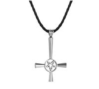 Sopodbacker Collana Uomo Donna Gioielli Ciondolo Pendente Necklace Retrò Pentagramma Croce Collane Simbolo Ciondolo Collana Uomo Punk Antiqueargentato