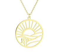 Sopodbacker Collana Uomo Donna Gioielli Ciondolo Pendente Necklace Semplice Alba Desert Sun Ciondolo Collana Gioielli Regalo Per Uomini E Donne 金色