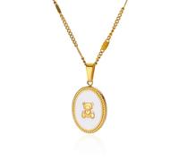 Sopodbacker Collana Uomo Donna Gioielli Ciondolo Pendente Necklace Tiny Bear Bianco Ovale Pendente Collane Donne Estetico Impermeabile Gioielli Accessori Regalo