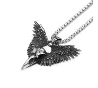 Sopodbacker Collana Uomo Donna Gioielli Ciondolo Pendente Necklace Vintage Black Raven Skull Wing Ciondolo Collana Uomo Donna Punk Animal Amuleto Colore Oro