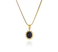 Sopodbacker Collana Uomo Donna Gioielli Ciondolo Pendente Necklace Vintage Ovale Blu Geometrico Collane Donne Pietra Ciondolo Gioielli da Sposa Regalo N06663G-2
