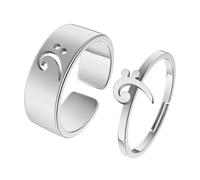 Sopodbacker Ring Anello Anelli Gioielli Donna Uomo Set di Anelli Regolabili Abbinati per Uomo Minimalista Music Note Argento