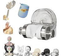 Soporte de ducha con ventosa integrada, soporte de pared sin taladro para alcachofa de ducha, extraíble, con ganchos de almacenamiento, soporte de ducha resistente a la humedad y con ángulo (C)