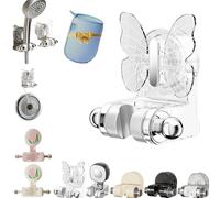 Soporte de ducha con ventosa integrada, soporte de pared sin taladro para alcachofa de ducha, extraíble, con ganchos de almacenamiento, soporte de ducha resistente a la humedad y con ángulo (E)