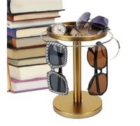 Soporte De Gafas De Sol - Organizador Giratorio Moderno Con Bandeja | Almacenador De Gafas De Acero Inoxidable Para Escritorios Nocheros ación Interior Habitaciones (Acero)