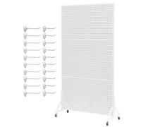 Soporte móvil ajustable con ruedas para paneles perforados, estante de exhibición de metal resistente para tiendas minoristas, organización de garajes, ferias de artesanía, almacenamiento de herrami