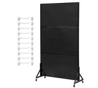 Soporte móvil ajustable con ruedas para paneles perforados, estante de exhibición de metal resistente para tiendas minoristas, organización de garajes, ferias de artesanía, almacenamiento de herrami
