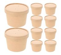 SOPOTUTU 10 set Bicchieri Gelato Monouso con Coperchi in Carta Kraft Coppette Yogurt e Zuppe Freddi per Feste Compleanni Shower e Snack Usa e Getta per Dolci e Dessert