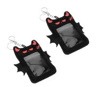 SOPOTUTU 2 Pezzi Pacchetto di carte del diavolo Porta della carta d'identità manica della carta d'identità portacarte con foto Black