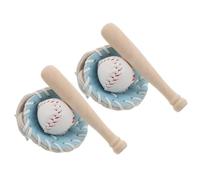 SOPOTUTU 2 set Miniature Baseball Guanto e Palline per Casa delle Bambole e Decorazioni Sportive Mini Mazze Resistenti per Cake Topper e Artigianato Accessori Compatti e Portatili