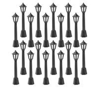 SOPOTUTU 20 Pezzi Lampioni Simulati Miniatura Neri 8cm, Luci Decorative per Micro Paesaggi e Forniture Fai da Te per Mini Case, Ornamenti Paesaggistici Compatte e Portatili