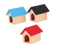 SOPOTUTU 3 Pezzi Miniatura Casa delle Bambole in Legno Mini Cuccia per Cani da Giardino Accessori Scenografia per Dollhouse Rifugio per Animali Decorazione per Esterni