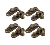 SOPOTUTU 4 Pezzi Chiusura a Cassa in Legno Bronzo Retrò Gancio a Levetta Destra e Viti, Mini Chiusura Braccio Oscillante per Portagioie, Scatole Ricordo e Ferramenta Armadietto