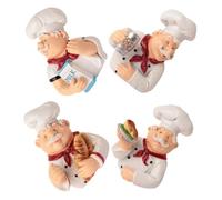 SOPOTUTU 4 Pezzi Ganci Adesivi Funzionali a Forma di Chef, Porta Spina per Parete, Gestione Cavi, Salvaspazio per Cucina e Bagno