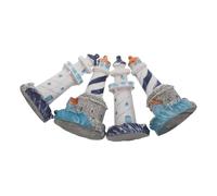 SOPOTUTU 4 Pezzi Miniature Faro in Resina Mediterraneo Decorazione Micro Paesaggio con Ormeggi Nautici per Casa delle Bambole e Giardino Succulente