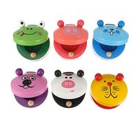 SOPOTUTU 6 Orff Castagnette in Legno per Anni Giocattolo Educativo Musicale Forma Animali Puzzle Sonoro per Regalo Natale e Compleanno