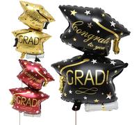 SOPOTUTU 6 Pezzi Palloncini in Alluminio a Forma di Cappello di Laurea Decorazioni per Feste di Laurea Accessori per Allestimenti a Tema Decorazioni per Aule e Photo Booth Colore Oro