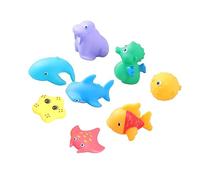 SOPOTUTU 8Pezzi Giocattoli da Bagno per Animali Marini Squeaker Colorati Diavolo Capodoglio Cavalluccio Martello Spinoso