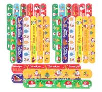 SOPOTUTU 96pezzi Braccialetti Natalizi Fasce da Polso Schiaffo Design Unico Tema Natale Regali di Natale per Riempire la Calza della Befana Realizzati in Pvc Materiale Confortevole